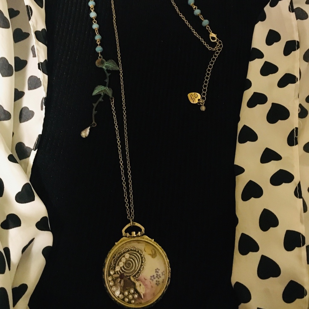 Vintage Rare Betsey Johnson Pocket Watch Necklace